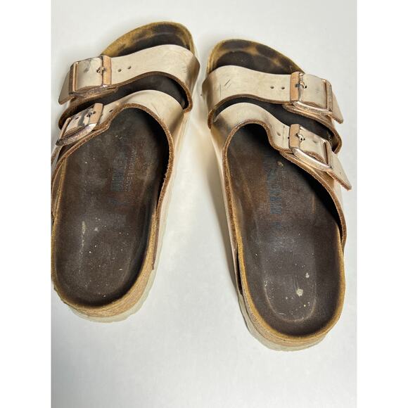 Birkenstock Metallic Copper Leather Arizona Adjust Sandal 38 Reg-Nar 7-7.5 - Picture 8 of 11
